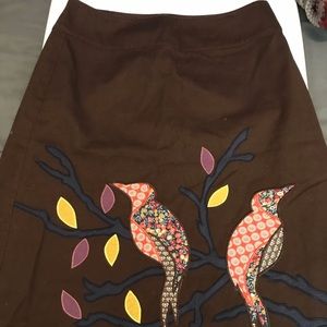 Boden bird appliqué skirt lined us 8L